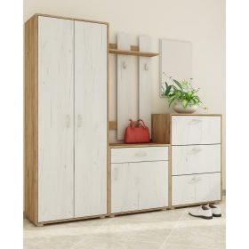 Előszoba bútor szett 3 - Arany tölgy - Fehér tölgy