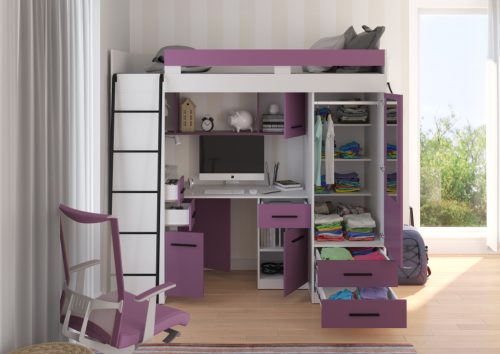 Smyk galériaágy balos - Fehér - Levendula - Lila