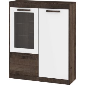   Maximus könyvespolc 2 ajtó 1 üveges ajtó - Grange tölgy - Fényes fehér