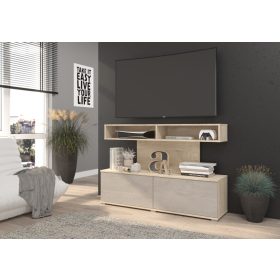 Rex TV-állvány - Endgrain tölgy - Beton szürke