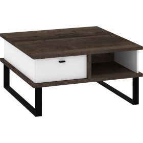   Cross dohányzóasztal 2 fiók négyzet alakú - Grange tölgy - Fehér