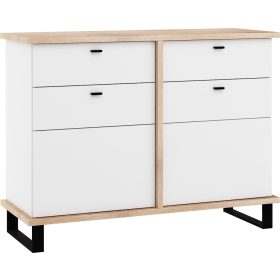   Cross komód 2 ajtó 2 fiók - Világos Sonoma tölgy - Fehér