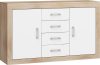 Verin komód 2 ajtó 4 fiók - Világos Sonoma tölgy - Fényes fehér