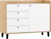Dolce komód 1 ajtó 4 fiók - Artisan tölgy - Fényes fehér