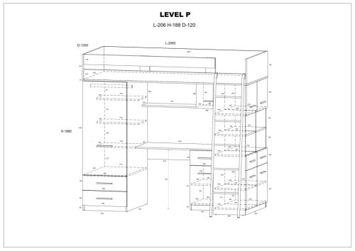 Level galériaágy jobbos - Világos Sonoma tölgy - Fehér