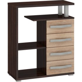   Angel alacsony könyvespolc 4 fiók - Sötét Sonoma tölgy - Világos Sonoma tölgy