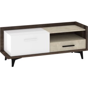   Boss TV-állvány 1 ajtó 1 fiók - Grange tölgy - Fehér - Granada mandula