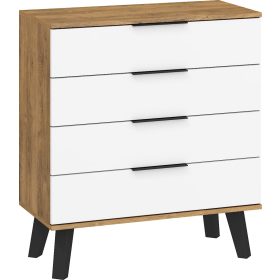 Sven komód 4 fiók - Burgundy tölgy - Fényes fehér