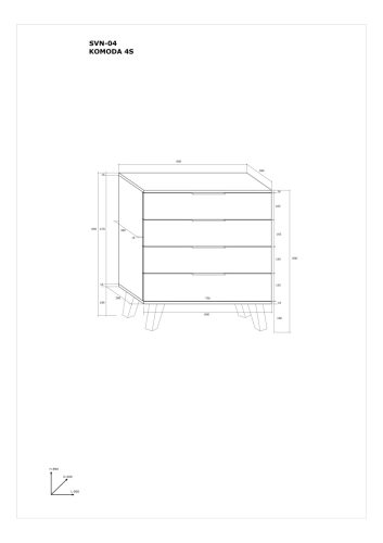 Sven komód 4 fiók - Burgundy tölgy - Fényes fehér
