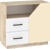 Pax 90 komód 1 ajtó 2 fiók - Endgrain tölgy - Fehér - Krém