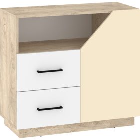  Pax 90 komód 1 ajtó 2 fiók - Endgrain tölgy - Fehér - Krém