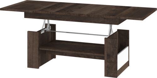 Maximus emelhető és kihúzható dohányzóasztal - Grange tölgy - Fényes fehér