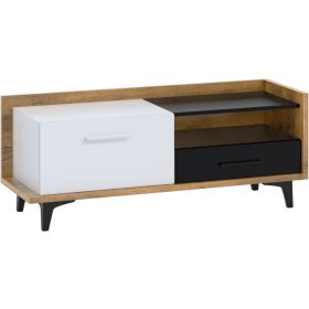   Boss TV-állvány 1 ajtó 1 fiók - Burgundy tölgy - Fehér - Fekete