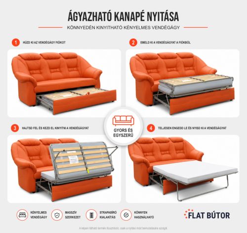 Anett 3-2-1 ágyazható valódi bőr ülőgarnitúra - bézs