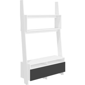 Rack TV-állvány 1 ajtó - Fehér - Fényes fekete