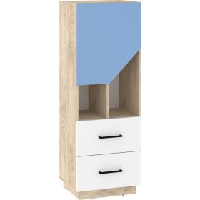   Pax 50 alacsony könyvespolc 1 ajtó 2 fiók - Endgrain tölgy - Fehér - Világos kék