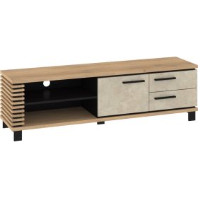   Lamir TV-állvány 1 ajtó 2 fiók - Cremona tölgy - Granada mandula - Fekete