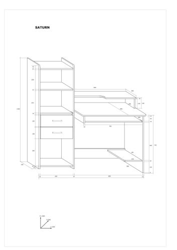 Saturn számítógépasztal - Fehér tölgy