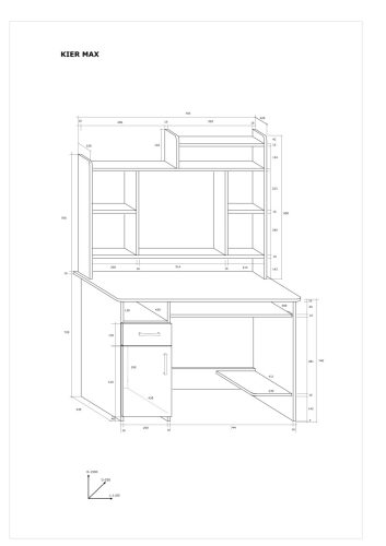 Kier Max számítógépasztal magasítóval - Fehér tölgy