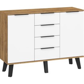   Sven komód 2 ajtó 4 fiók - Burgundy tölgy - Fényes fehér