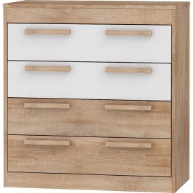   Maximus komód 4 fiók - Világos Sonoma tölgy - Fényes fehér