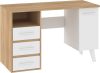 Nordis íróasztal 1 ajtó 3 fiók - Cremona tölgy - Fehér