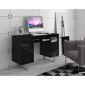 King íróasztal 2 ajtó - Fekete - Fényes fekete