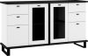 Cross vitrines komód 2 üvegajtó 4 fiók - Fekete - Fehér