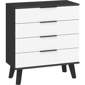 Sven komód 4 fiók - Fekete - Fényes fehér