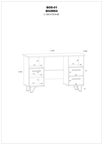 Boss íróasztal 1 ajtó 2 fiók - Fekete - Fényes fehér
