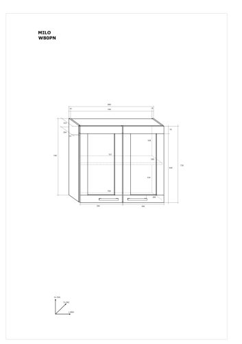 Milo W80PN felső 80 cm széles 2-ajtós üveges konyhaszekrény elem