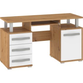 Angel íróasztal 1 ajtó 3 fiók - Artisan tölgy - Fehér