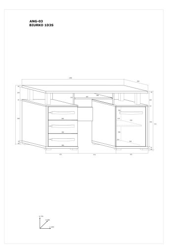 Angel íróasztal 1 ajtó 3 fiók - Artisan tölgy - Fehér