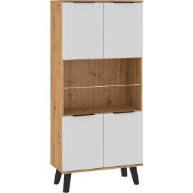 Sven könyvespolc 4 ajtó - Artisan tölgy - Fehér