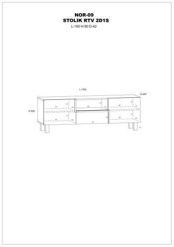 Lars TV-állvány 2 ajtó 1 fiók - Cremona tölgy - Granada barna