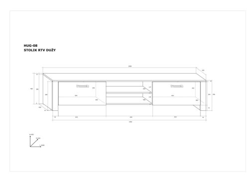 Hugo TV-állvány 2 ajtó - Arany tölgy