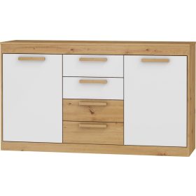   Maximus komód 2 ajtó 4 fiók - Artisan tölgy - Fényes fehér