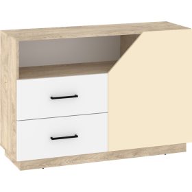   Pax 120 komód 1 ajtó 2 fiók - Endgrain tölgy - Fehér - Krém