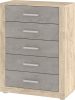 Viki kicsi komód 5 fiók - Endgrain tölgy - Beton szürke