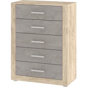 Viki kicsi komód 5 fiók - Endgrain tölgy - Beton szürke