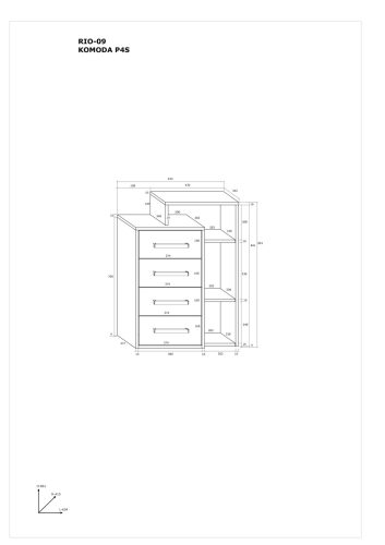 Rio komód 4 fiók jobbos - Burgundy tölgy - Fehér