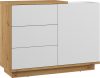 Hybrid komód 1 ajtó 3 fiók - Artisan tölgy - Fényes fehér