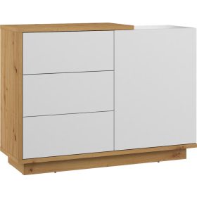   Hybrid komód 1 ajtó 3 fiók - Artisan tölgy - Fényes fehér