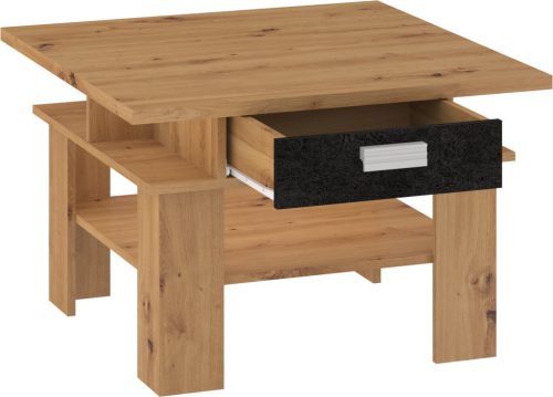 Solo dohányzóasztal 2 fiók - Artisan tölgy - Beton fekete