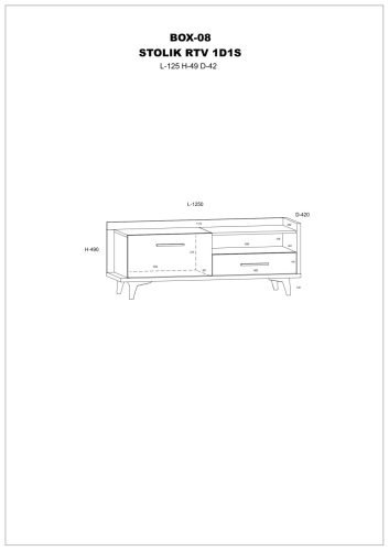 Boss TV-állvány 1 ajtó 1 fiók - Tobacco tölgy - Fehér - Fekete