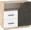 Pax 90 komód 1 ajtó 2 fiók - Endgrain tölgy - Fehér - Granada barna