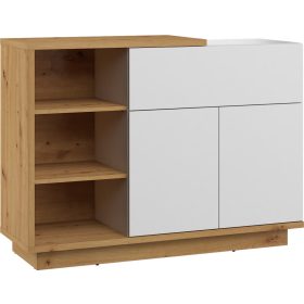   Hybrid komód 2 ajtó 1 fiók - Artisan tölgy - Fényes fehér