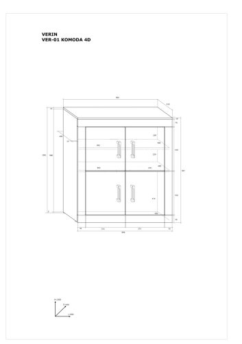 Verin komód 4 ajtó - Cremona tölgy