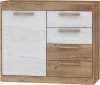 Maximus komód 1 ajtó 4 fiók - Arany tölgy - Fehér tölgy
