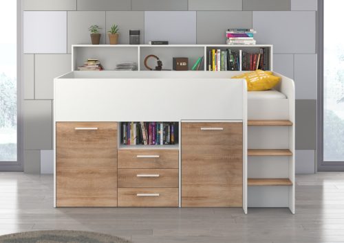 Neo galériaágy jobbos - Fehér - Világos Sonoma tölgy